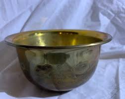 VINTAGE! Brass Hong Kong Bowl W/ Etchings - Etsy