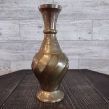 Holland. Mid Century Hand-painted Delftware Flower-stem Vase With Brass Accents - Etsy