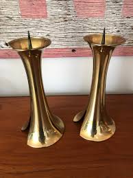 Vintage 1960's Modernist Brass Candle Holders - Etsy