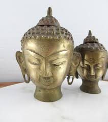 Pair of Vintage Brass Thai Buddha Head Figures - Etsy