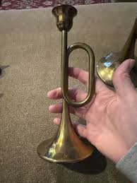 4 Vintage Silvestri Heavy Brass Bugle Candle Stick Holders (BL) | eBay