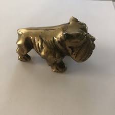 Vtg Solid Brass Bulldog Dog figurine Paperweight desk gift | eBay