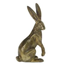 Standing Bunny Rabbit 7" Cast Metal Figurine, Antique Brass ...
