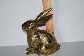 Vtg Brass Bunny Rabbit Figurine Decor 8" Tall Decorative ...