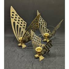 Vintage Brass Butterfly Candle Holders, Set | Mercari