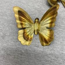 3 Vintage Home Interiors Metal Butterflies Wall Decor Brass ...