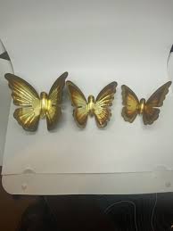 Vintage Brass Metal Butterflies Wall Hanging House Decor Set ...