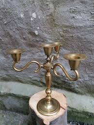 Vintage Brass Candlesticks Holder for 4 Taper Candles. Three ...