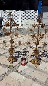 RARE Pair Antique VICTORIAN 29.5"T ORNATE BRASS/BRONZE Candelabras CRYSTALS WOW! | eBay