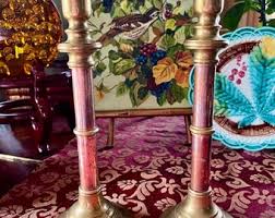 Pair of Vintage Two Toned Metal and Brass Candle Holders India Dark - Etsy