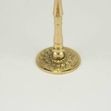 Single Brass Candlestick Decorated Base - BlessedMart