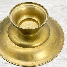 Vintage Etched Pedestal Brass Bowl - Floral Brass Trinket Dish - Brass Footed Bowl - Made in India - Midcentury Modern Brass Bowl - Etsy
