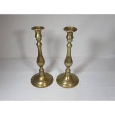 1960s Solid Brass Queen Anne Style Candleholders- a Pair | Chairish