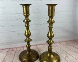 Pair of Vintage Solid Brass Large Heavy Beveled Candlestick Holders Candle Holders With Round Bases - Etsy UK