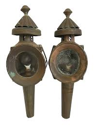 ANTIQUE BRASS CARRIAGE LAMPS COACH OIL VINTAGE LANTERN GOOD ...
