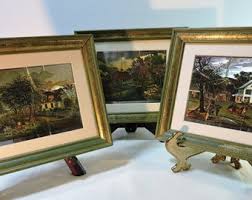 Currier & Ives American Homestead Colored Foil Etching Print Framed and Matted 3 Available - Etsy