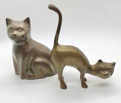 Buy Vintage Brass Cat Ring Holder Kitty Figurine Tabletop ...