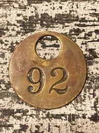 Antique Number 92 Tag Brass Metal Fob Vintage Cattle Tag ...