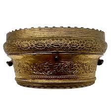 Antique Small French Gilt Metal Casket - Marble Top & Base ...