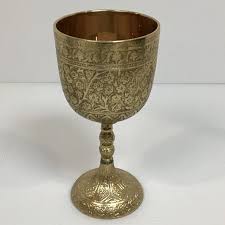 Dining | Vtg Gold Wine Chalice Cup Coumunioun Elegant Drinking Goblet 28ml Mcm 7 Tall | Poshmark