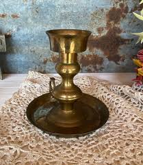 Vintage Etched Brass Taper Candlestick Holder With Finger ...
