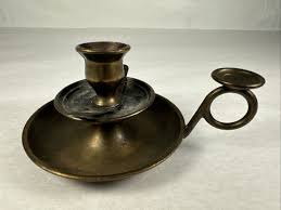 Vintage Brass Candle Stick Holder With Wax Catcher, Finger Loop And Thumb Rest | eBay