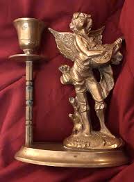 Vintage Brass Baroque Cherub Angel Cupid Boy Lyre ...