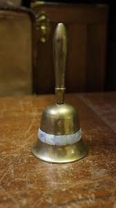 Antique OLD BRASS Bell Mother-of-Pearl Inlay 5.5" School TEA ...