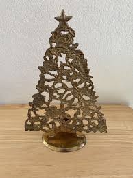 Vintage Brass Christmas Tree Candle Holder Holiday Gold 12” Tall | eBay