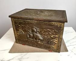Antique Brass Fireplace Coal Box 1920 – Embossed Sailing Ship Design – Nautical Storage Chest – Vintage Maritime Home Decor Pirate Ship Art - Etsy