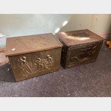 TWO VINTAGE BRASS FUEL CHESTS | Herman's