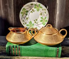 Antique Porzellanfabrik Marktredwitz, Jaeger & Co Daring Textured Gold and Luster Creamer Lidded Sugar Set, Made in Marktredwitz, Bavaria - Etsy Australia
