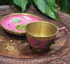 Brass coffee cup and saucer , brass tea set , coffee set