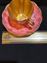 Rare Antique Pink Royal Crown Derby Hand Painted 24k Gold Cup & Saucer Excellent | eBay