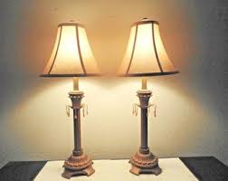 Lamps A Pair of 27"h Ornate Tropical Themed Ceramic Banquet Table Lamps W/fabric Shades - Etsy