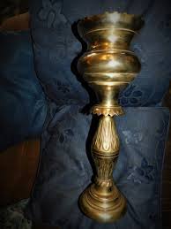 VINTAGE LARGE ORNATE SOLID BRASS PEDESTAL STAND PLANTER JARDINIERE 17.25" HIGH | eBay