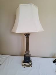 Vintage MCM Brass & Black Marble Corinthian Column Table Lamp 32" w/ Shade | eBay