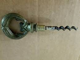 Vintage Heavy Brass Patina Skeleton Key Corkscrew Wine ...