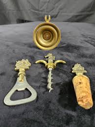 Antique Brass Bar Tool Set With Bottle Opener, Cork Screw ...