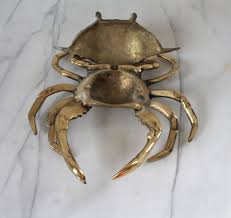 Vintage Brass Crab Ashtray or Trinket Box | Chairish