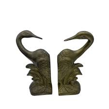 Unmarked | Accents | Vintage Art Deco Brass Heron Bookends ...
