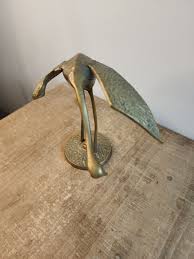 Vintage Brass Mid Century Crane/Egret Heron Statue Figurine | eBay