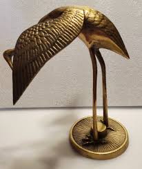 Vintage Set of 2 Solid Brass Cranes Heron Egrets Bird Figurine Statues MCM Decor | eBay