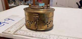 Vintage Large Pierced Brass Tea Holder Cricket Box Hinged ...