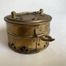 Vintage Solid Brass Embossed Trinket Box Hinged Lid With ...