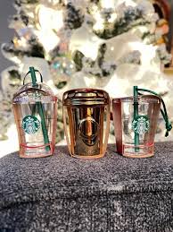 NIB 3x Starbucks Ornament, Clear Cup, Gold | Mercari