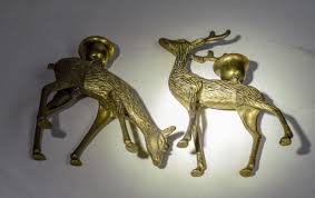 Set of 2 Vintage Brass Deer Candle Holders Christmas Around the World W/Box | eBay