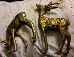 Vintage Solid Brass Deer Set Pair Buck And Doe Figurines | eBay