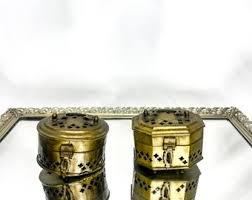 Set of Two Vintage Pierced Hinged Brass Potpourri / Incense ...