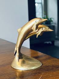 Vintage Brass Dolphins Figurine 1970s Elegant MCM Charming | eBay